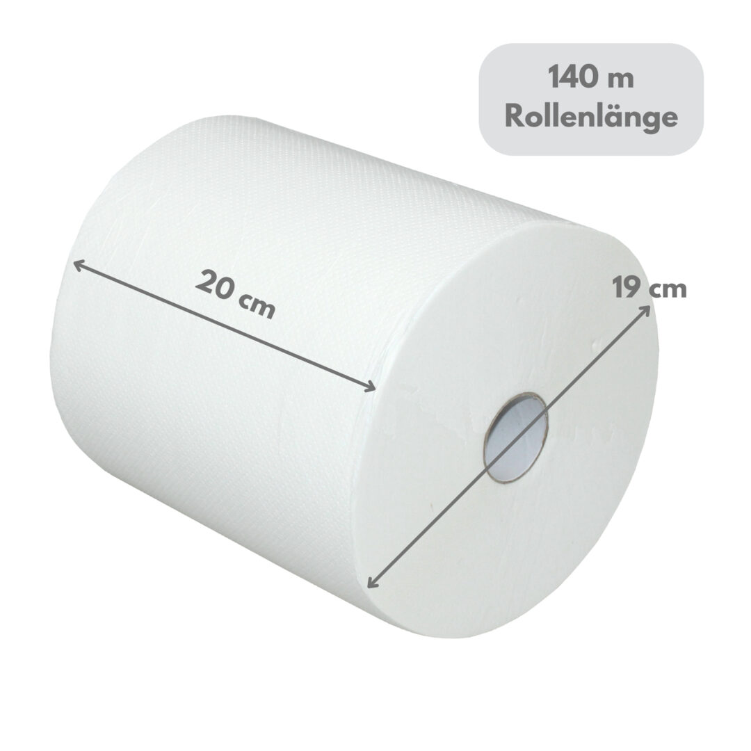 Handtuchrolle Brod 140, für Autocut-Spender, 2-lagig, hochweiß, Zellstoff, 20 cm breit, 140 m, unperforiert, 6 Rollen – Bild 2