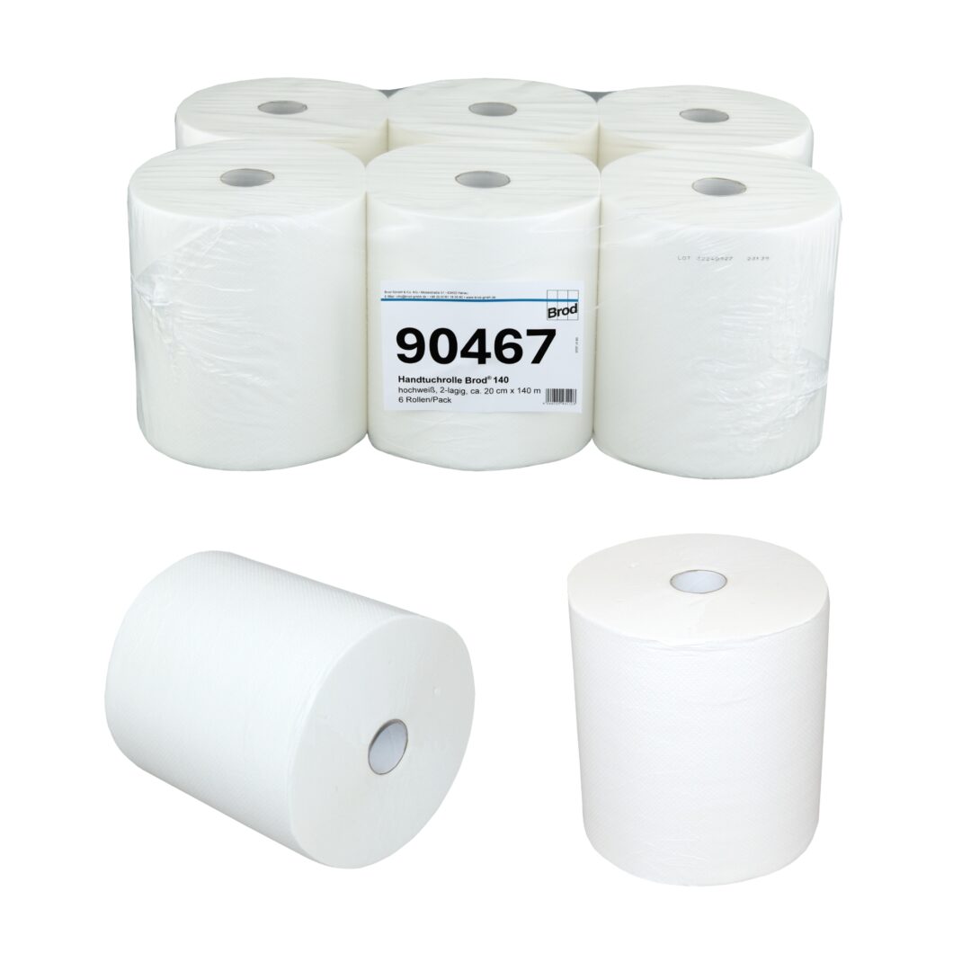Handtuchrolle Brod 140, für Autocut-Spender, 2-lagig, hochweiß, Zellstoff, 20 cm breit, 140 m, unperforiert, 6 Rollen – Bild 4