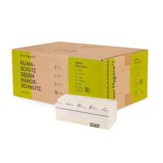 Falthandtücher Green Hygiene Frieda, 2-lagig, hochweiß, Recyclingpapier (RC), V-Falz, 25×23 cm, 4000 Tücher