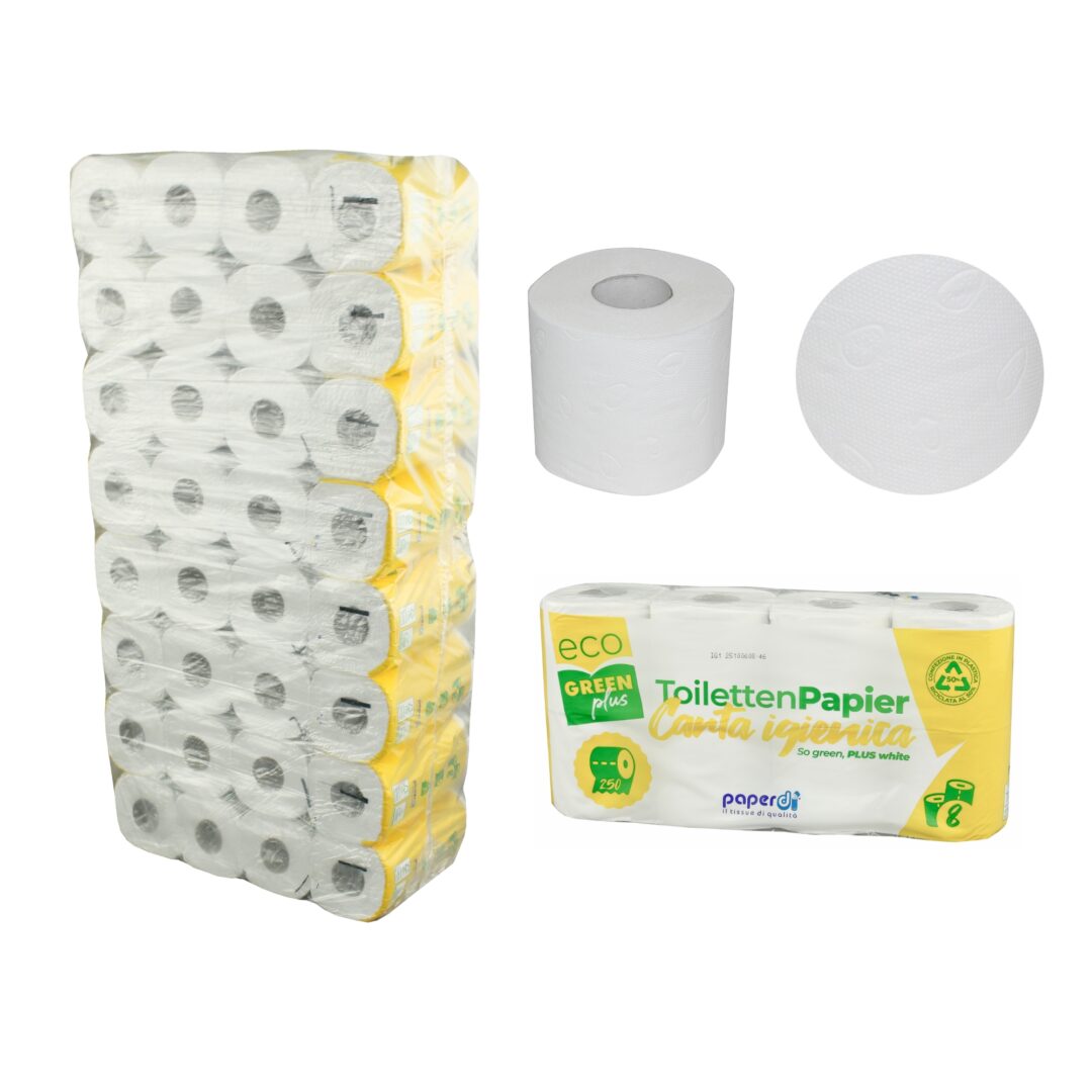 Toilettenpapier Paperdi, 2-lagig, naturweiß, 250 Blatt, 8×8=64 Rollen – Bild 3