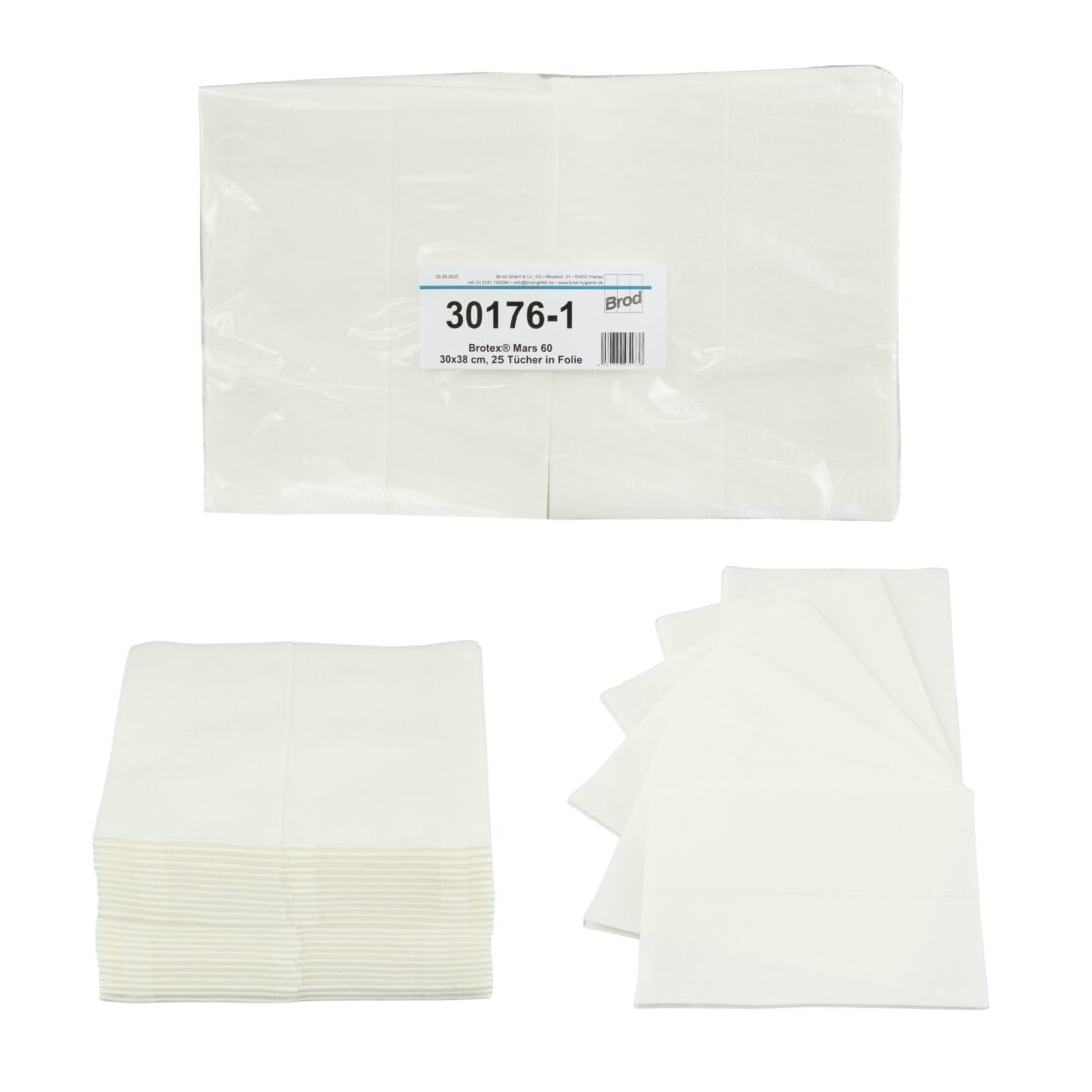 Brotex® Mars 60, Airlaid Wischtücher, glatte Oberfläche, weiß, Zellstoff, 30×38 cm, 25 Tücher – Bild 2