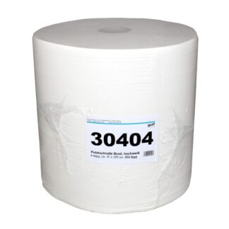 Putztuchrolle Brod 1000, 950 Blatt, 4-lagig, hochweiß, Zellstoff, 37×37,5 cm, 355 m, perforiert, 1 Rolle