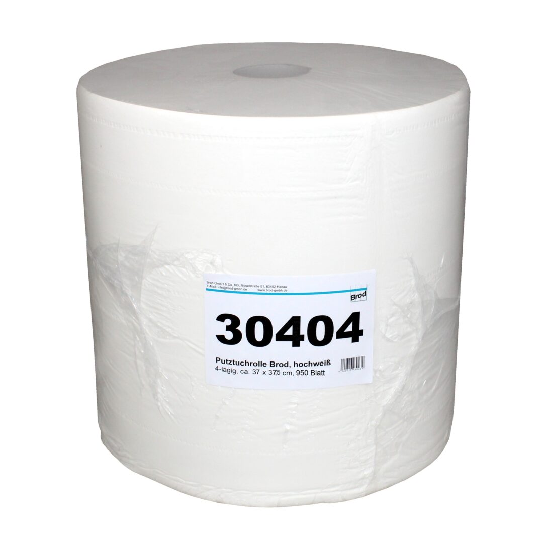 Putztuchrolle Brod 1000, 950 Blatt, 4-lagig, hochweiß, Zellstoff, 37×37,5 cm, 355 m, perforiert, 1 Rolle