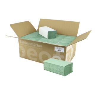 Falthandtuch Huchtemeier, 1-lagig, grün, Recyclingpapier (RC), V-Falz, 25×23 cm, 5000 Tücher