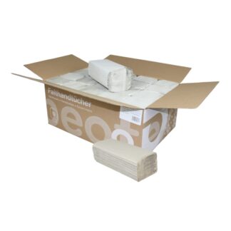 Falthandtuch Huchtemeier, 1-lagig, natur, Recyclingpapier (RC), V-Falz, 25×23 cm, 5000 Tücher