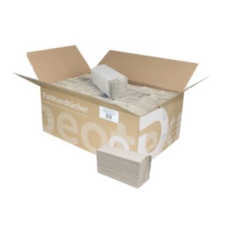 Falthandtuch Huchtemeier, 1-lagig, natur, Recyclingpapier (RC), C-Falz, 24,5×32 cm, 3648 Tücher