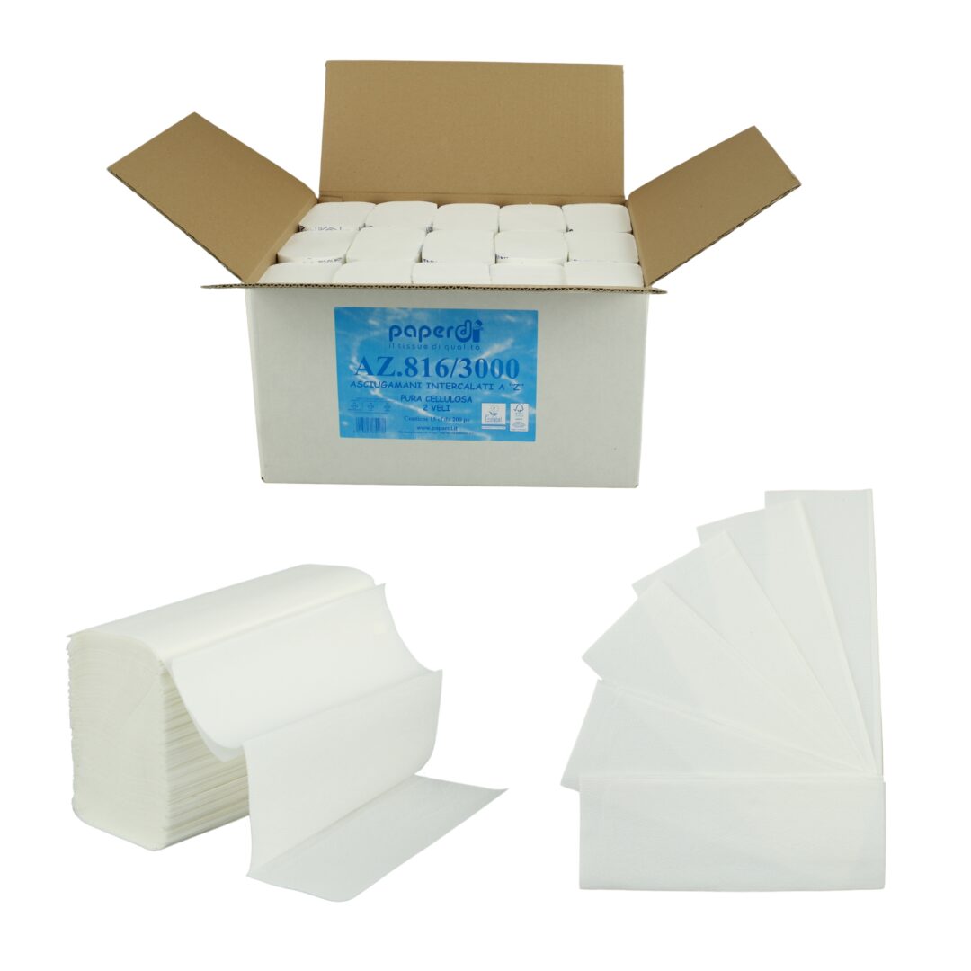 Falthandtuch Paperdi, 2-lagig, hochweiß, Zellstoff, N-Falz, 21x24cm, 3000 Tücher – Bild 2
