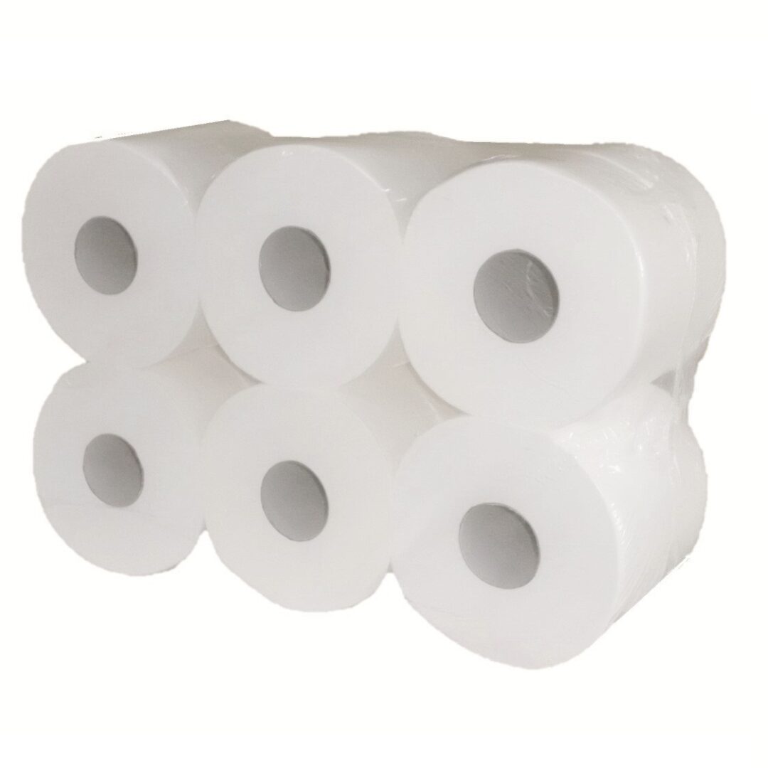 Toilettenpapier Brod Mini Jumbo, 2-lagig, weiß, Zellstoff, 890 Blatt, 160 m, 12 Rollen – Bild 4