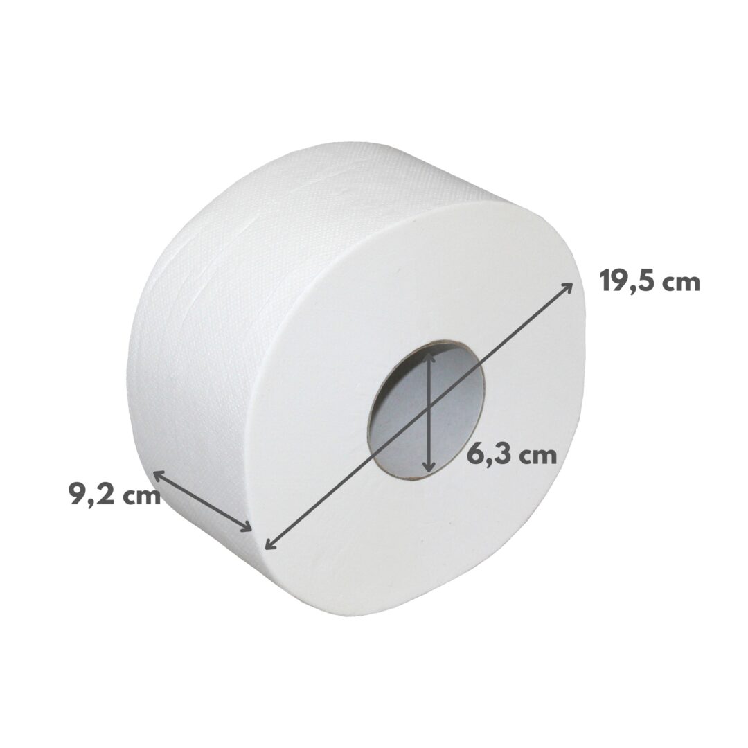 Toilettenpapier Brod Mini Jumbo, 2-lagig, weiß, Zellstoff, 890 Blatt, 160 m, 12 Rollen – Bild 2