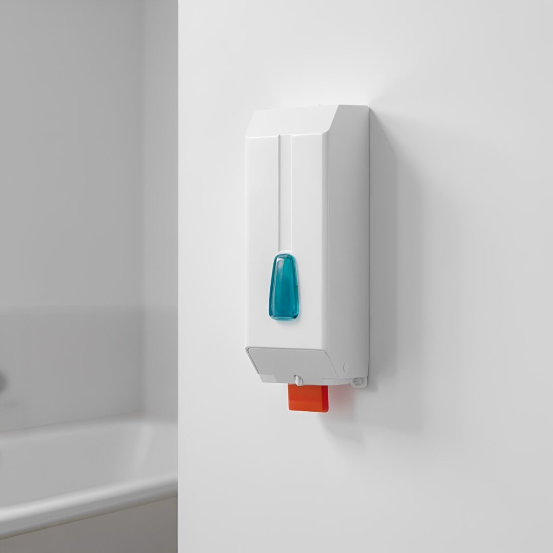Seifenspender universal, für 500/950ml / mit Leerkartusche, weiß, Kunststoff – Bild 4