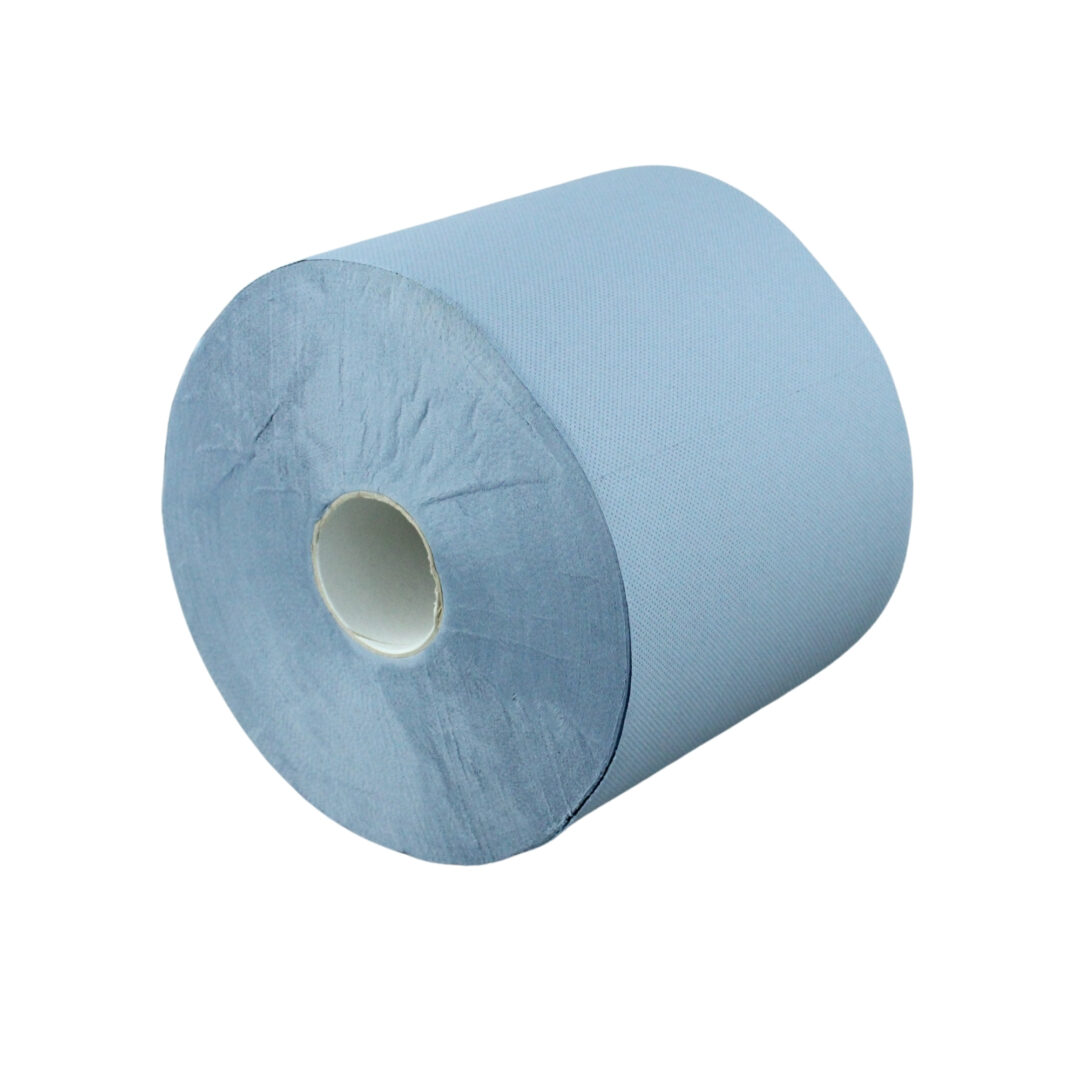 Putztuchrolle Brod, 500 Blatt, 3-lagig, blau, Recycling, 21,1×35 cm, 175 m, perforiert, 2 Rollen – Bild 6