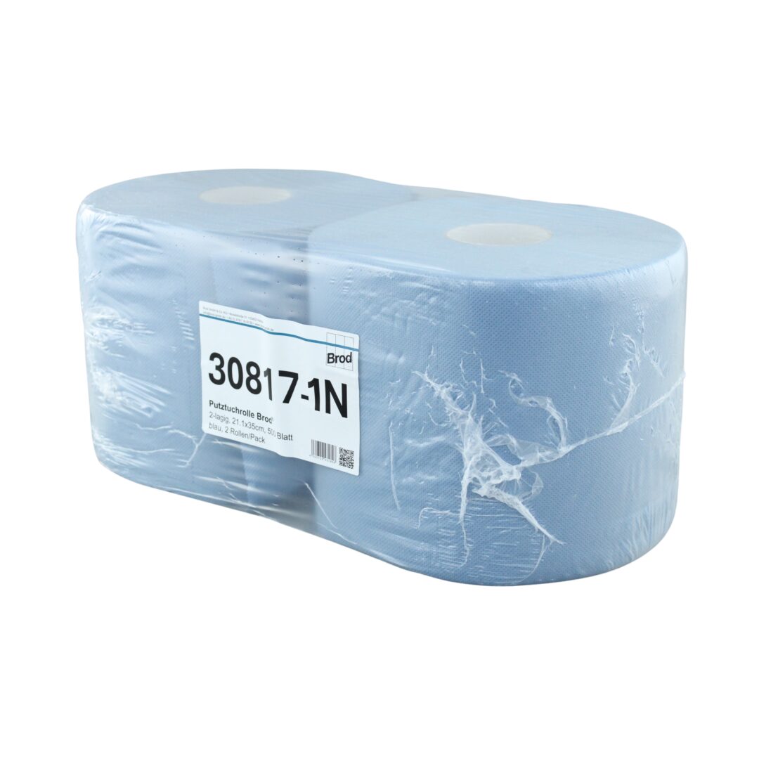 Putztuchrolle Brod®, 500 Blatt, 2-lagig, blau, Recycling, 21,1×35 cm, 175 m, perforiert, 2 Rollen – Bild 4